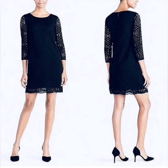 J. Crew Factory Dresses & Skirts - J.Crew Factory 3/4 Sleeve Lace Shift Dress. Size 10